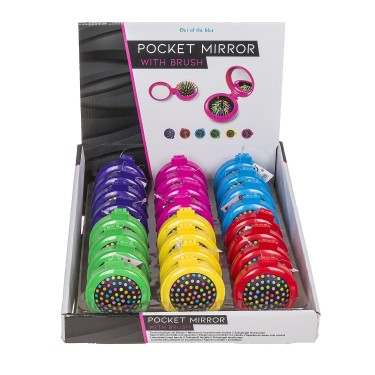 Καθρεπτάκι Τσέπης Με Βουρτσάκι Μαλλιών Πλαστικό Φ7cm Σε 6 Χρώματα