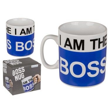 Κούπα -I AM THE BOSS- 1lt Λευκό/Μπλε Κεραμικό 13x11cm