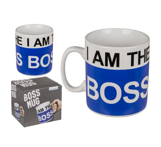 Κούπα -I AM THE BOSS- 1lt Λευκό/Μπλε Κεραμικό 13x11cm