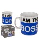 Κούπα -I AM THE BOSS- 1lt Λευκό/Μπλε Κεραμικό 13x11cm