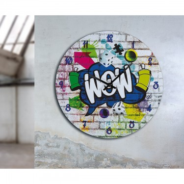 Ρολόι Τοίχου ArteLibre -Wow- Με Γκράφιτι Πολύχρωμο MDF Φ33.8x2cm