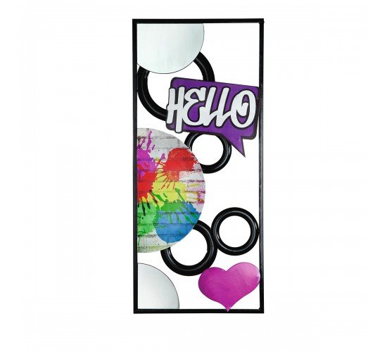 Wall Relief Rectangular -Street Art- Graffiti Motif Μέταλλο Καθρέφτης Γυάλινο Multi-Coloured PU 2 Pcs. Assorted L. 25 cm