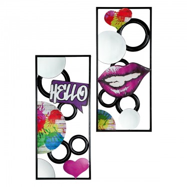 Ανάγλυφο Τοίχου Ορθογώνιο Πολύχρωμο Μεταλλικό/Καθρέφτης Γυαλί 2.5xW