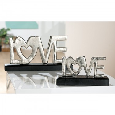 Διακοσμητικό ArteLibre -Love- Σε Βάση Ασημί/Μαύρο Αλουμίνιο/Ξύλο 18x5x10cm