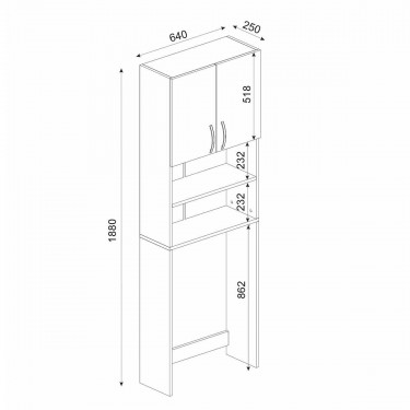 Έπιπλο Πλυντηρίου ArteLibre BIMBA Λευκό Μοριοσανίδα/Μελαμίνη 64x25x188cm