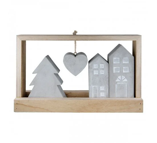 Stand Relief Rectangular -Casa- Σπίτι Motif Cement Ξύλο Ecru Γκρι PU 4 25.5x5x15cm Stand Relief Rectangular -Casa- Σπίτι Motif Cement Ξύλο Ecru Γκρι PU 4 25.5x5x15cm