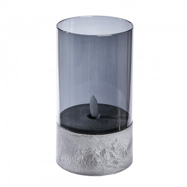 Φωτιστικό Ανεμοφωτιστικό (LED) Κυλινδρικό Γυαλί Γκρι 12.5x8cm