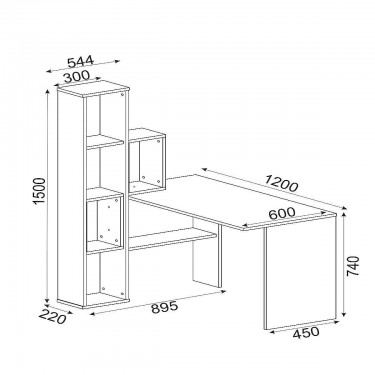 Γραφείο-Βιβλιοθήκη ArteLibre PERCY Λευκό/Καρυδί Μοριοσανίδα/Μελαμίνη 120x90x74/150cm