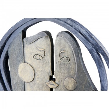 Γλυπτό Στρογγυλό -Abstract- Ζευγάρι Μοτίβο Πολυρεζίνη Μαύρο/Μπρονζέ 8x28.5x31cm