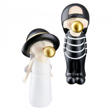 Φιγούρα Παιδί -Bubblegum- Πολυρεζίνη Μαύρο/Λευκό 8.5x9x19cm 2Τμχ