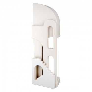 Βάζο -Faccia- Μοτίβο Σπιτιού Σκάλα Κεραμικό Μπεζ 8.5x13x46cm