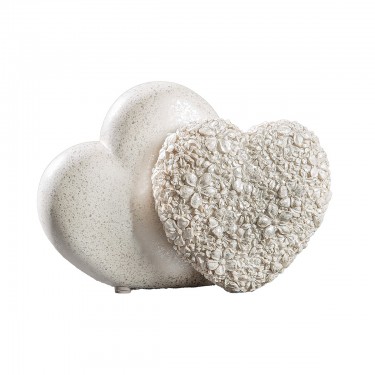 Διακοσμητικό Αντικείμενο Καρδιά -Flower Heart- Λουλουδένιο Σχέδιο Πολυρεζίνη Ασημί/Λευκό 8.5x18x13cm