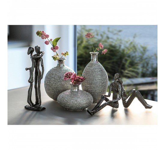 Βάζο ArteLibre Ασημί Κεραμικό Φ9x15cm Σε 3 Σχέδια Βάζο ArteLibre Ασημί Κεραμικό Φ9x15cm Σε 3 Σχέδια