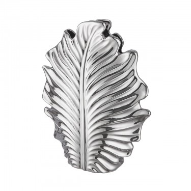Βάζο Φύλλο -Monstera- Κεραμικό Ασημί 9.5x30.5x37.5cm