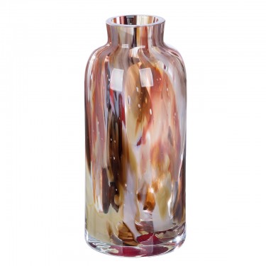 Γυάλινο Βάζο -Roslin- Καφέ/Κόκκινο 22x10cm