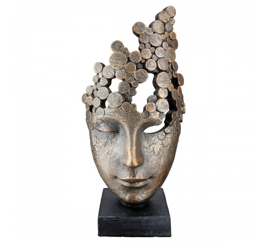 Γλυπτό -Female Mask- Face Motif Πολυρεζίνη Μπρούντζινο PU 15x10x31.5cm Γλυπτό -Female Mask- Face Motif Πολυρεζίνη Μπρούντζινο PU 15x10x31.5cm