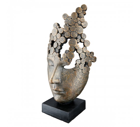 Γλυπτό -Female Mask- Face Motif Πολυρεζίνη Μπρούντζινο PU 15x10x31.5cm Γλυπτό -Female Mask- Face Motif Πολυρεζίνη Μπρούντζινο PU 15x10x31.5cm
