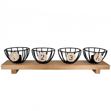 Κηροπήγιο Ορθογώνιο Μέταλλο/Ξύλο Μαύρο/Εκρού 10x45.5x10cm