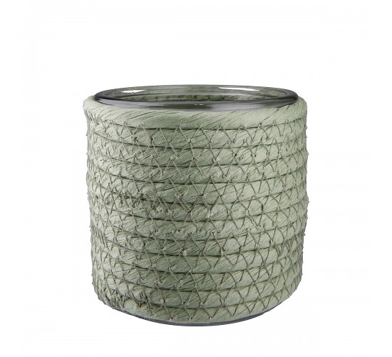 Κηροπήγιο ArteLibre Με Διακόσμηση Πράσινο/Διάφανο Γυαλί Φ11x10cm Σε 2 Αποχρώσεις