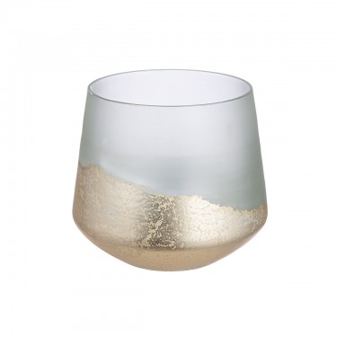 Ανεμοφωτιστικό -Dorato- Γυαλί Διάφανο/Χρυσό 12x12cm