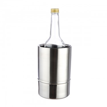 Ψυγείο Μπουκαλιών Κυλινδρικό Ατσάλι Ασημί 18x12cm