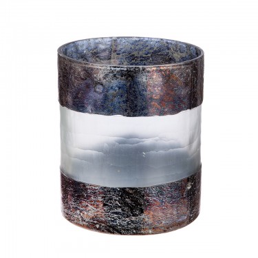 Ανεμοφωτιστικό Κυλινδρικό -Ramon- Γυαλί Καφέ 15x13cm