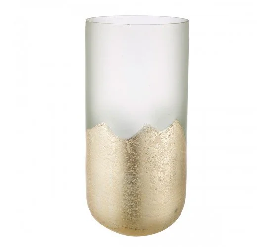 Βάζο Cylindrical -Dorato- Γυάλινο Clear Χρυσό PU H. 27 cm D. 13 cm Βάζο Cylindrical -Dorato- Γυάλινο Clear Χρυσό PU H. 27 cm D. 13 cm