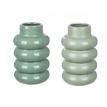 Βάζο -Rim- Κεραμικό Πράσινο 2Τμχ 24x15cm