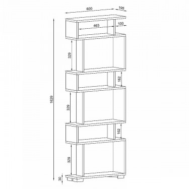 Βιβλιοθήκη ArteLibre OSMOND Φυσικό Μοριοσανίδα/Μελαμίνη 60x20x157cm