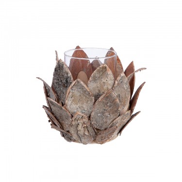 Φανάρι Καταιγίδας Tenon -Cone- Ξύλο Ecru PU 4 H. 15 cm D. 18 cm