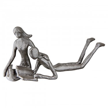 Διακοσμητικό ArteLibre Ζευγάρι Διαβάζει Βιβλίο Καφέ Μέταλλο 19x9x8cm