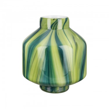 Βάζο -Verdo- Striped Γυάλινο Πράσινο PU H. 22 cm D. 19 cm