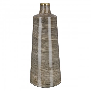 Βάζο Conical -Stripes- Μέταλλο Brown PU H. 48 cm D. 19 cm