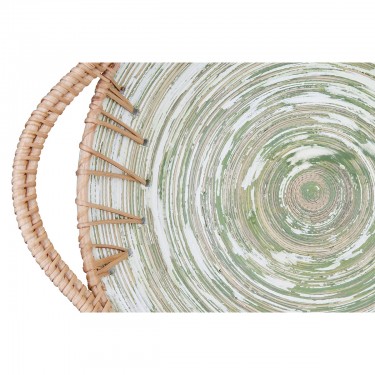 Μπωλ Στρογγυλό -Fortaleza- Ριγέ Μπαμπού/Ρατάν Εκρού/Πράσινο 30x35.5x11cm