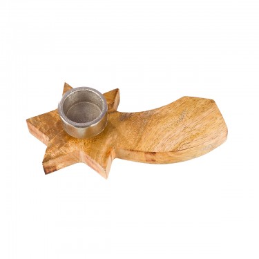 Κηροπήγιο Σετ Στρογγυλό -Sternschnuppen- Ξύλο Εκρού 6x37cm