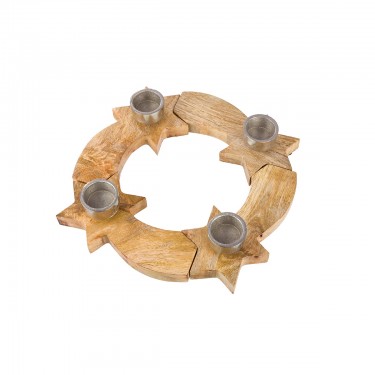 Κηροπήγιο Σετ Στρογγυλό -Sternschnuppen- Ξύλο Εκρού 6x37cm