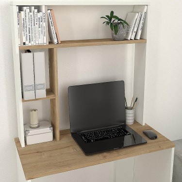 Γραφείο-Βιβλιοθήκη ArteLibre ARAGO Λευκό/Φυσικό Μοριοσανίδα/Μελαμίνη 90x45x148cm