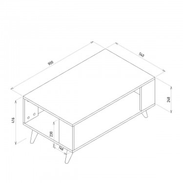 Τραπεζάκι Σαλονιού ArteLibre BICKEL Καρυδί/Μαύρο Μοριοσανίδα/Μελαμίνη 90x54x42cm
