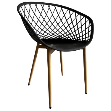 Καρέκλα Κήπου ArteLibre BALI Μαύρο/Φυσικό PP/Μέταλλο 62x42x82cm