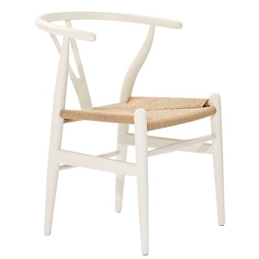 Καρέκλα Επαγγελματική ArteLibre DIONE Λευκό Ξύλο/Σχοινί 49x42x78cm