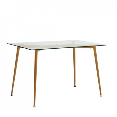 Τραπέζι ArteLibre LAKI Διάφανο/Φυσικό Γυαλί/Μέταλλο 120x70x75cm