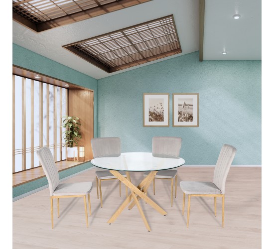 Τραπέζι ArteLibre KATLA Διάφανο/Φυσικό Γυαλί/Ξύλο 120x120x75cm Τραπέζι ArteLibre KATLA Διάφανο/Φυσικό Γυαλί/Ξύλο 120x120x75cm