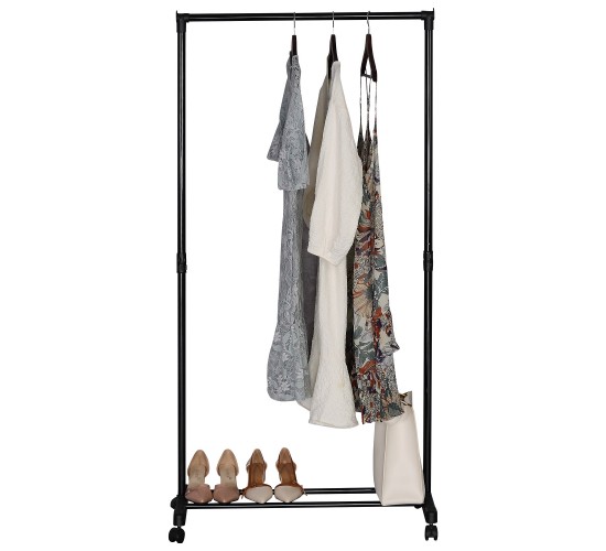 Κρεμάστρα Δαπέδου ArteLibre SMITH Τροχήλατη Μαύρο Μέταλλο 74.5x41.5x157cm