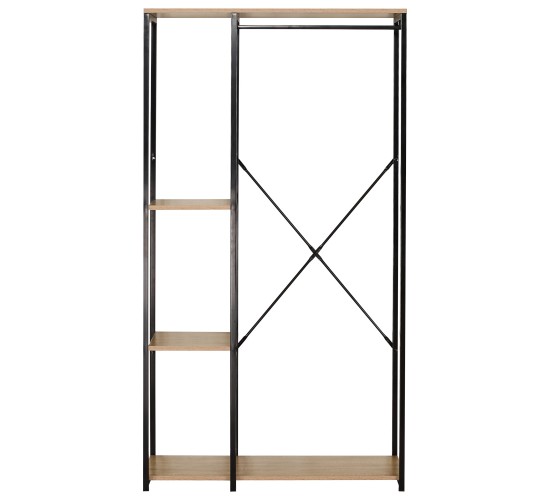 Κρεμάστρα Δαπέδου ArteLibre BINARY Δρυς/Μαύρο Μοριοσανίδα/Μέταλλο 90x40x167cm