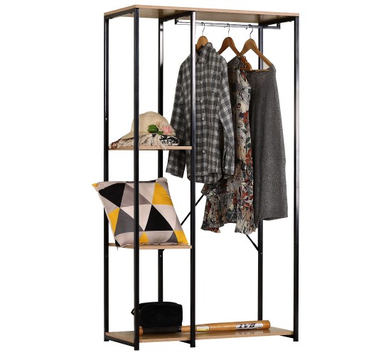 Κρεμάστρα Δαπέδου ArteLibre BINARY Δρυς/Μαύρο Μοριοσανίδα/Μέταλλο 90x40x167cm