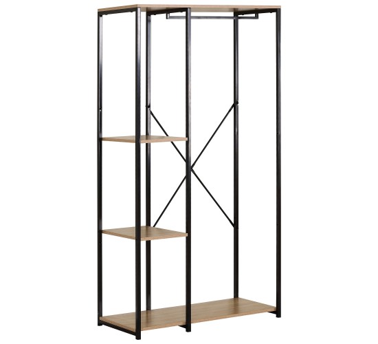 Κρεμάστρα Δαπέδου ArteLibre BINARY Δρυς/Μαύρο Μοριοσανίδα/Μέταλλο 90x40x167cm