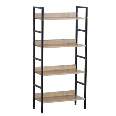 Ραφιέρα ArteLibre TYNDALL Με 4 Ράφια 60X27.6X126cm Δρυς/Μαύρο Μοριοσανίδα/Μέταλλο