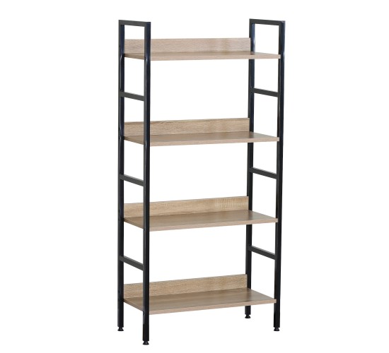 Ραφιέρα ArteLibre TYNDALL Με 4 Ράφια 60X27.6X126cm Δρυς/Μαύρο Μοριοσανίδα/Μέταλλο