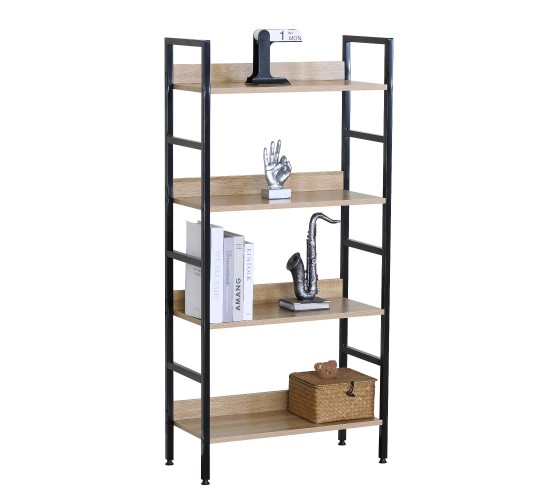 Ραφιέρα ArteLibre TYNDALL Με 4 Ράφια 60X27.6X126cm Δρυς/Μαύρο Μοριοσανίδα/Μέταλλο