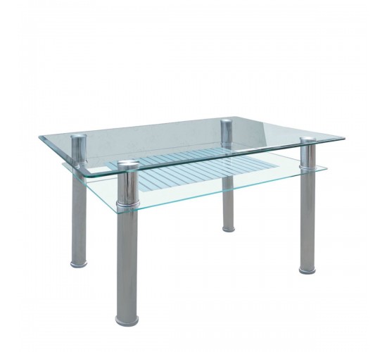 Τραπέζι ArteLibre BLANC Διάφανο/Χρώμιο Γυαλί/Μέταλλο 90x60x75cm